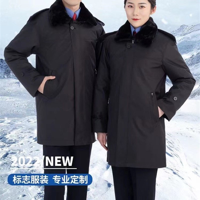 新款J防寒服中长款棉服大衣防寒服可拆羊绒卸内胆冬季加厚冬装