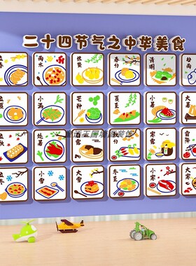 幼儿园楼梯墙面装饰餐厅环创主题墙中国传统文化24二十四节气美食