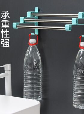 免打孔优质塑料三层阶梯毛巾杆单双杆卫生间浴室浴室毛巾架壁挂