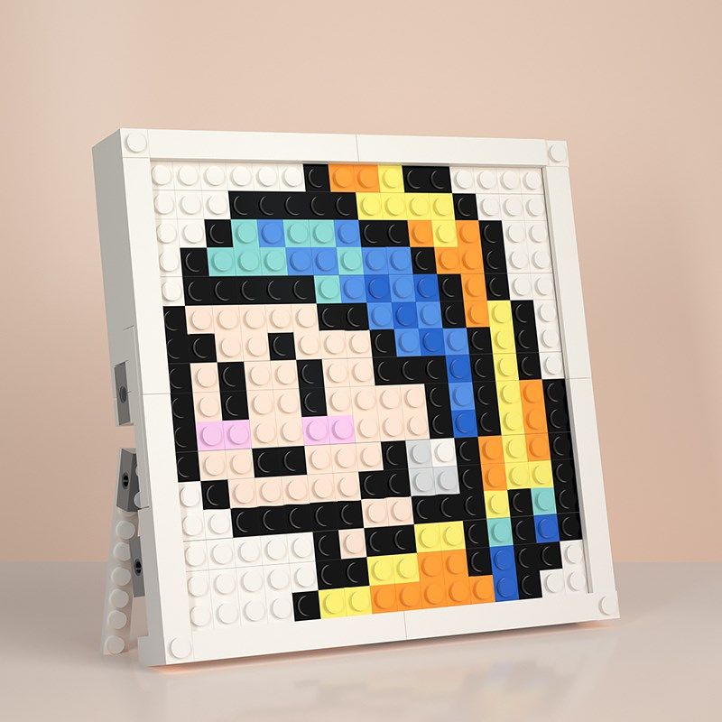 戴珍珠耳环的少女积木像素画桌面摆件现代装饰画拼图拼装解压玩具,家居饰品,积木/拼图画,淘宝优惠券,粉丝福利购,淘宝优惠卷