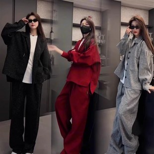 炎炎服饰男装定制款套装春夏季细花呢老钱风外套休闲裤两件套男女