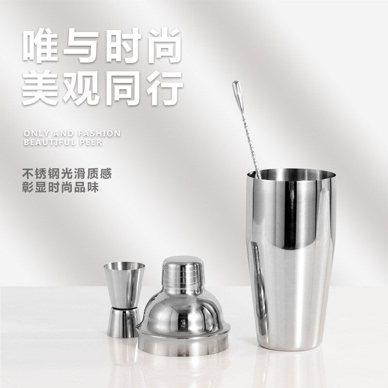 酒吧不锈钢鸡尾酒调酒器奶茶店雪克杯调酒器量杯长柄吧勺冰夹冰桶