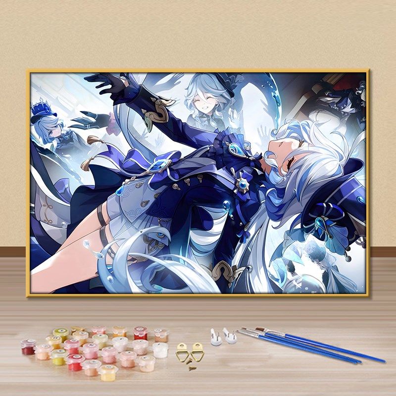 原神水神芙宁娜数字油画diy填色画手工定制油彩画简约涂色涂鸦画,家居饰品,DIY/数字油画,淘宝优惠券,粉丝福利购,淘宝优惠卷