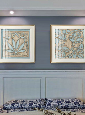 简约美式抽象画客厅沙发背景画卧室床头画北欧轻奢餐厅画组合挂画