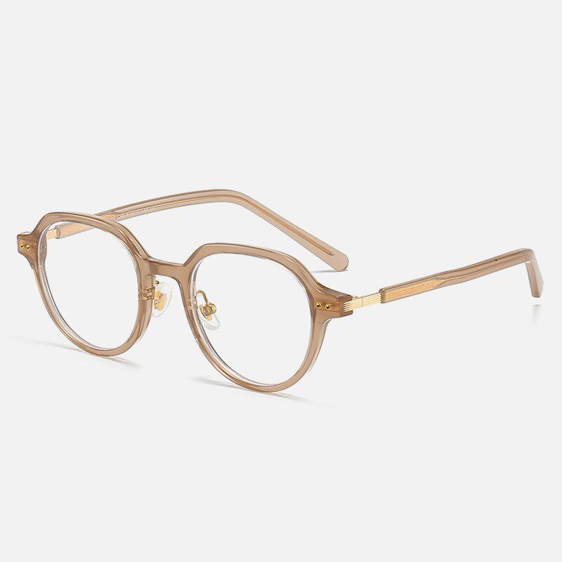 新款复古时尚多边形防蓝光眼镜框女潮流范TR框板材腿可配近视男