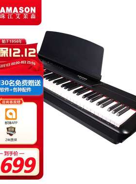 艾茉森（Amason）珠江电钢琴P60黑色 88键重锤时尚轻薄便携款电子