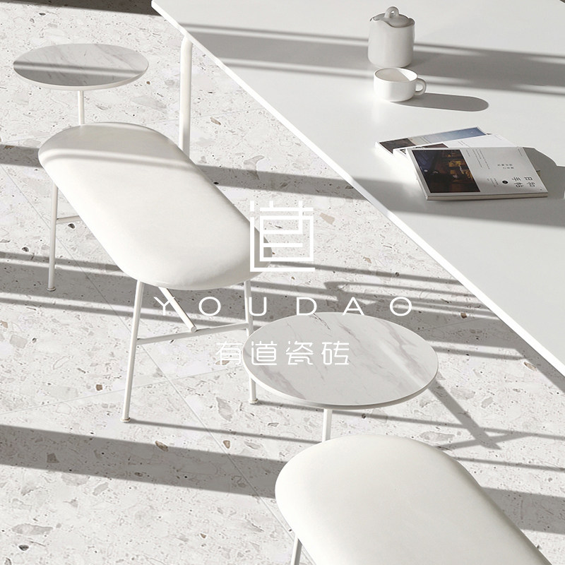 有道 浅灰色水磨石瓷砖厨房化妆室阳台壁砖饭厅民宿花园防滑地砖