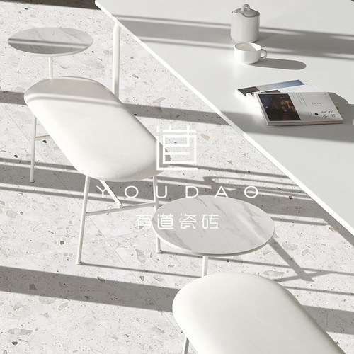 有道 浅灰色水磨石瓷砖厨房化妆室阳台壁砖饭厅民宿花园防滑地砖