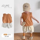 t恤2024夏季 套装 新款 子夏款 男童背心无袖 中裤 儿童裤 2小童休闲薄款