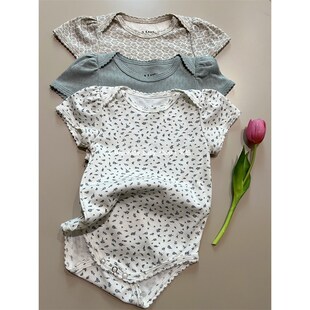 婴儿包屁衣夏季男女宝宝爬服 有机匹马棉碎花连体衣短袖三角哈衣