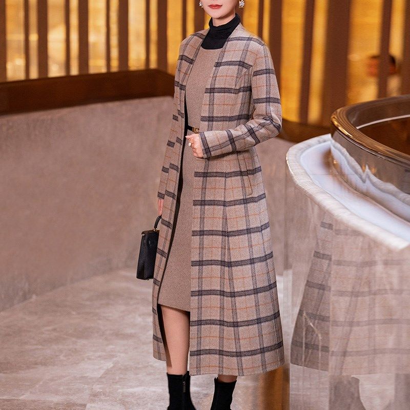 毛呢套装裙2024年新款冬季女修身显瘦格子双面呢套装两件套中长款,女装/女士精品,时尚套装,淘宝优惠券,粉丝福利购,淘宝优惠卷