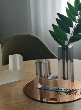 简约现代家居软装饰品水晶书档花器插花样板办公室书房书靠摆件