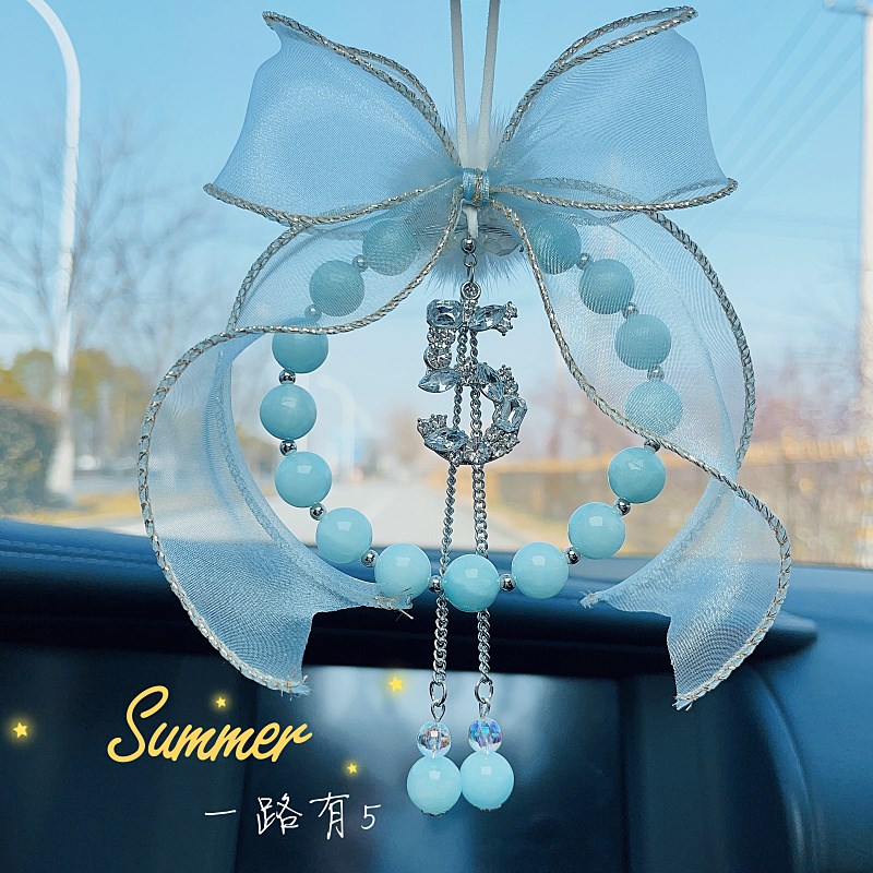 轻奢车挂创意网红个性车载挂饰高档后视镜挂件汽车内字母定制羽毛