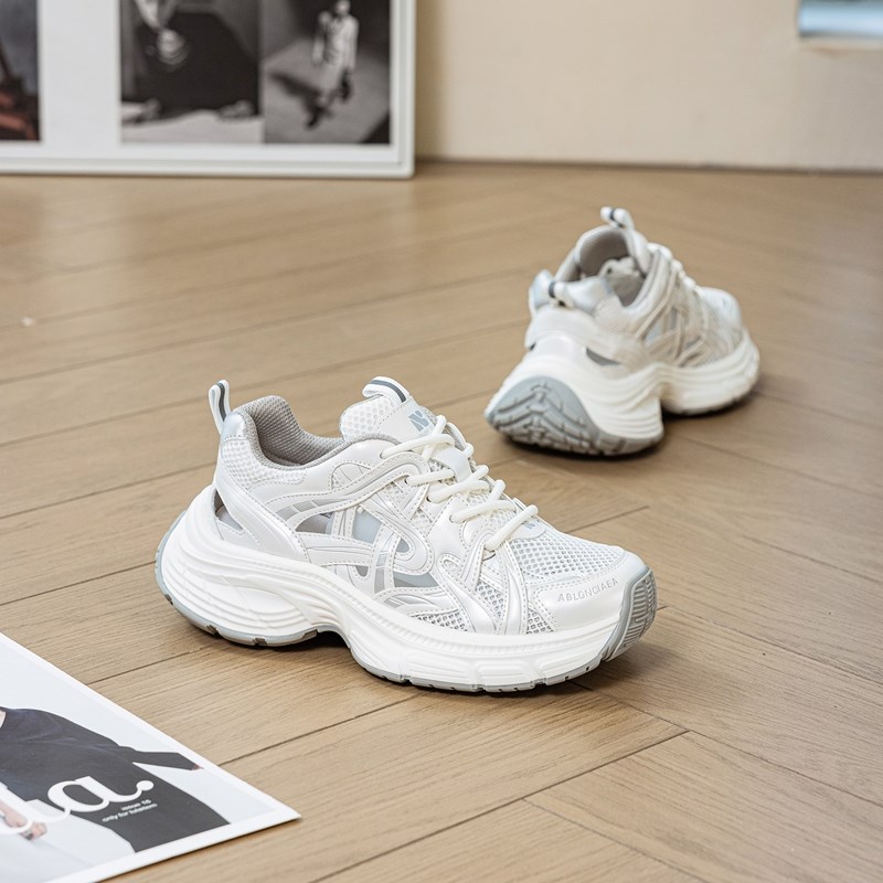 夏季老爹鞋子女镂空网面透气运动鞋2025新款爆款增高厚底休闲女鞋