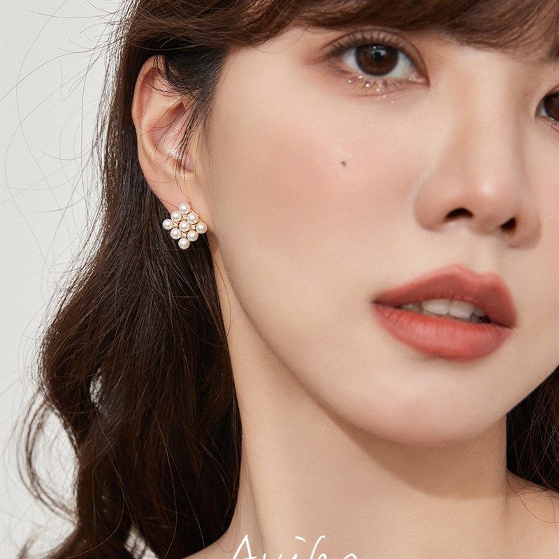 aviho 法式气质方形珍珠耳环 温婉通勤简约锆石镶嵌设计感耳钉女