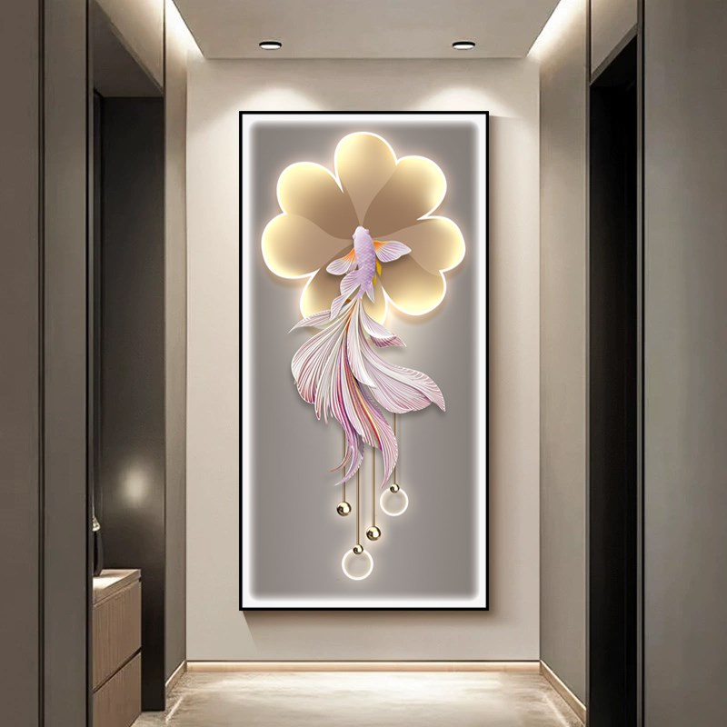 立体镶钻轻奢玄关挂画走廊过道灯光现代简约高级感入户客厅装饰画