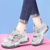 新款 春夏季 厚底真皮轻便旅游老爹鞋 女子透气网鞋 子减震运动休闲鞋