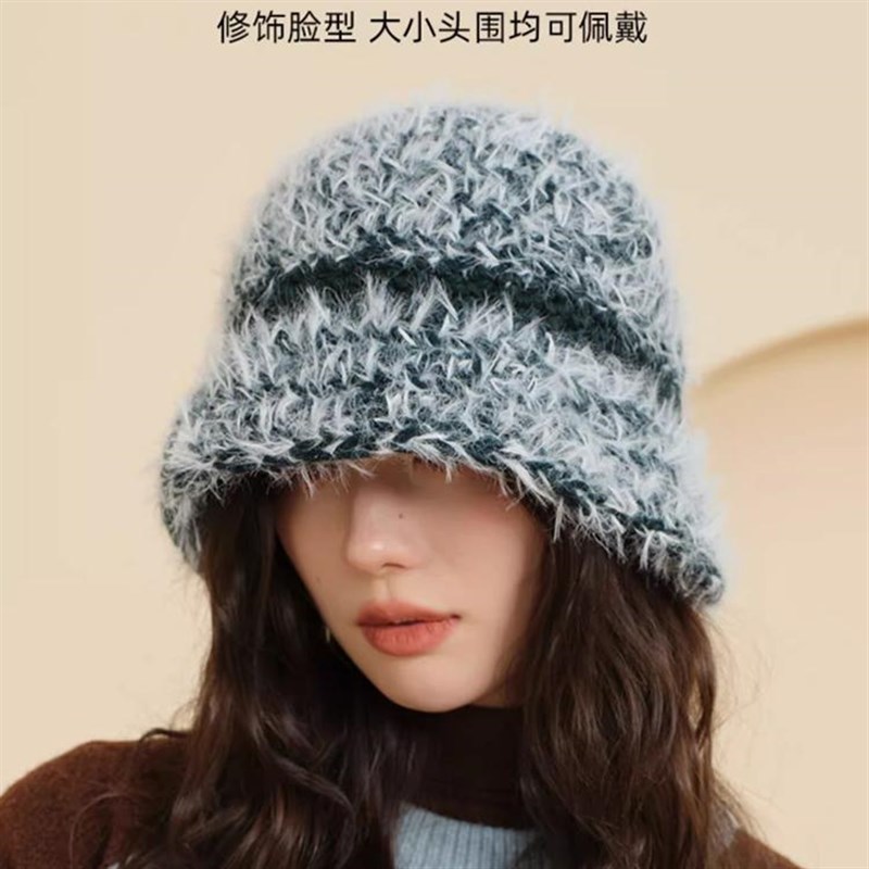 帽子女秋冬2024新民族风编织毛线帽针织帽户外保暖水桶渔夫帽盆帽