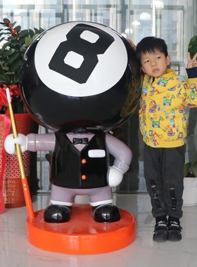 桌球台球会所落地卡通玻璃钢工艺品公仔厂家定制店门口雕塑大摆件