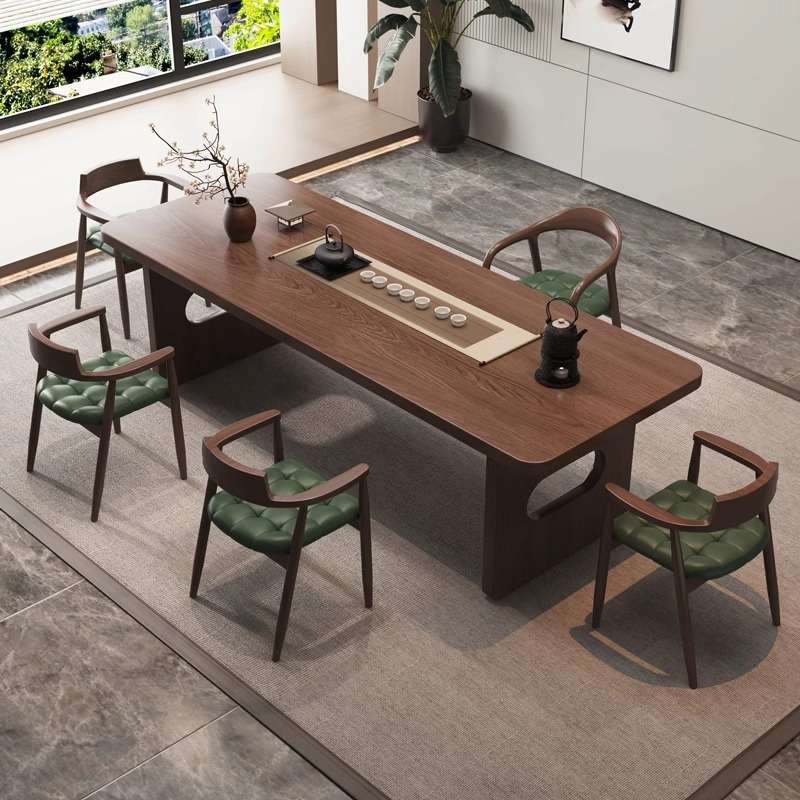 办公室新中式茶台桌实木茶桌椅组合现代简约轻奢阳台功夫泡茶桌子