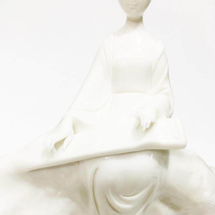 德化陶瓷仕女美女人物弹奏乐器雕塑家居琴房书房工艺摆件 月光曲