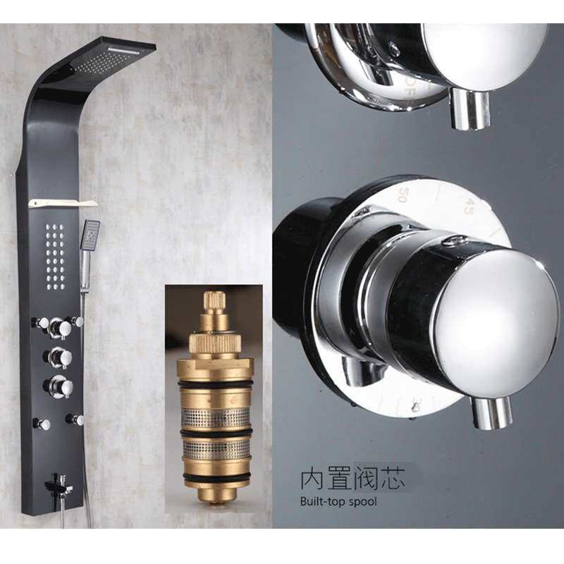 智能恒温淋浴屏 不锈钢面板一体淋浴屏 多功能按摩淋浴柱新款