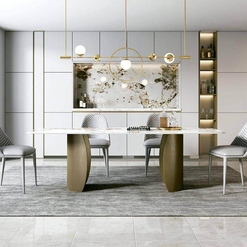 轻奢岩板餐桌椅组合现代简约高端意式极简微晶石餐台超晶石高档饭