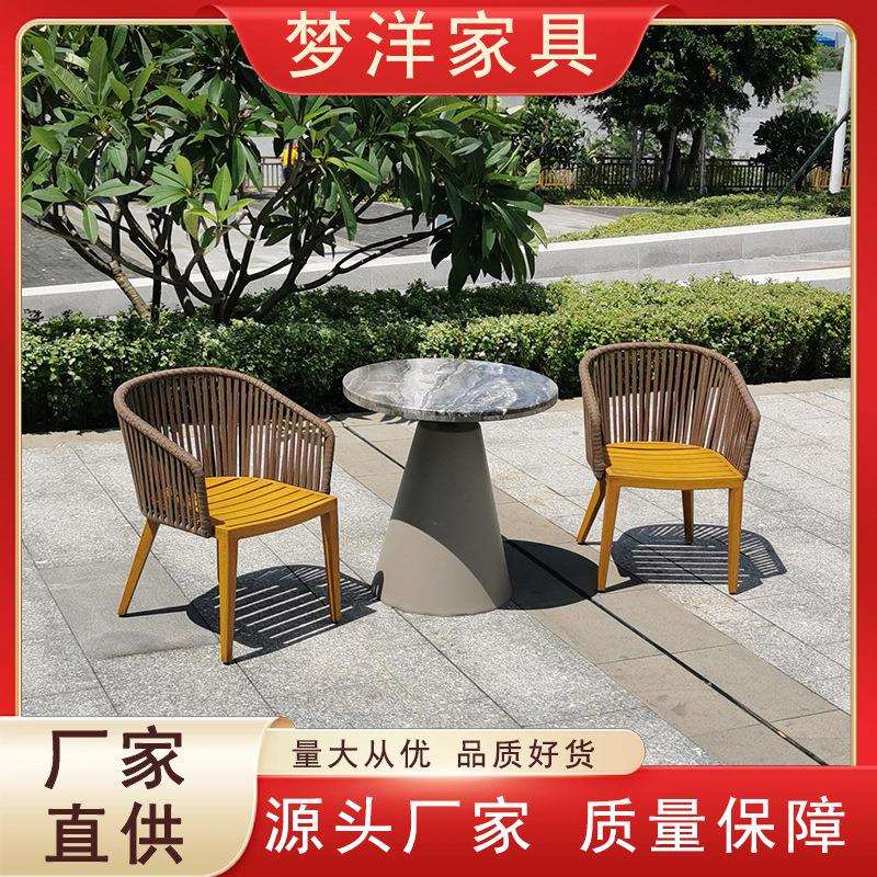 户外家具休闲全铝餐桌圆台 咖啡馆餐馆露天烧烤用铝合金餐桌椅