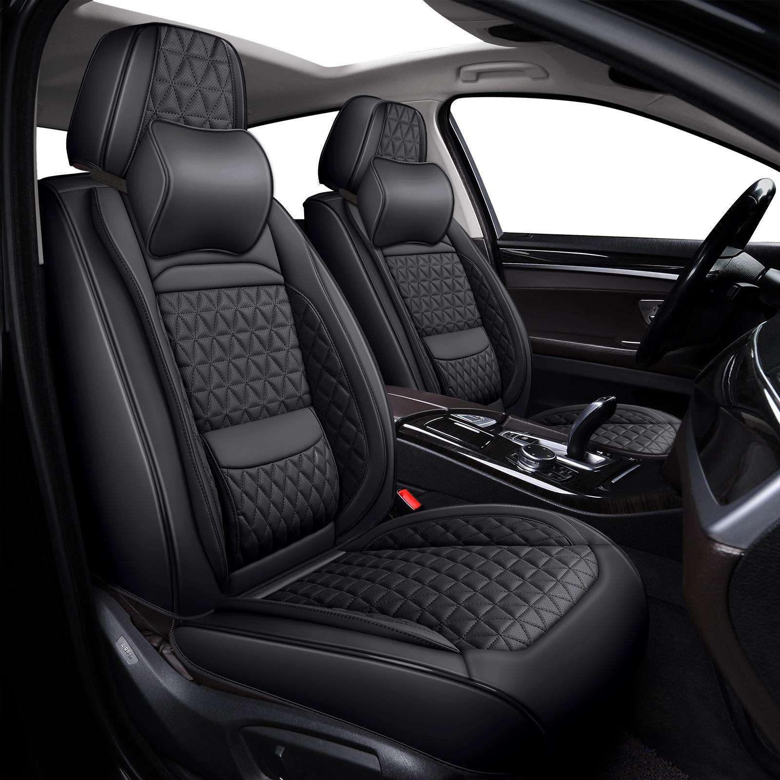 新款打孔3D菱形腰靠护翼全纳帕皮汽车座套五座通用汽车坐垫