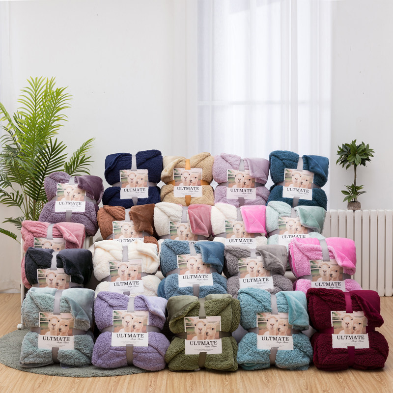 出口美国双层毛毯m被子加厚法兰绒羊羔绒珊瑚绒毯子冬季保暖午睡