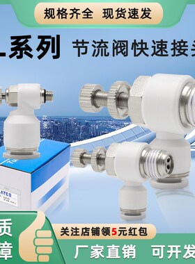 气动气管快速接头节流阀SL4/r6/8/10/12-01气缸调速阀可调02/03 M