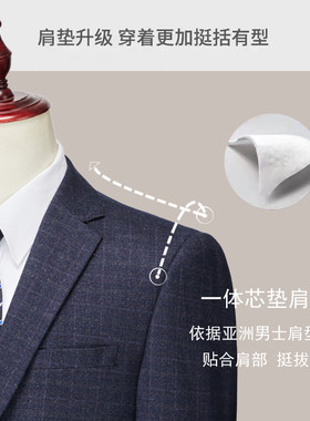 中年西装男套装爸爸商务休闲w宽松中老年西服男士职业正装结婚婚