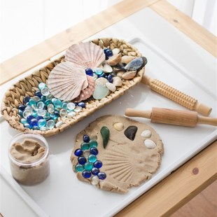 瑞吉欧生活教具玻璃瓷低材料感官盆艺术创作多用途彩色玻璃石子