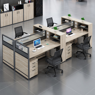 职员办公桌椅组合办公室简约员工工位家具四人位屏风卡位办公桌6