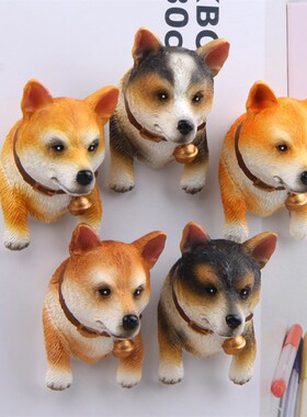 柯基犬铃铛卡通创意立体磁扣冰箱贴吸磁贴吸铁石磁贴手机壳素材
