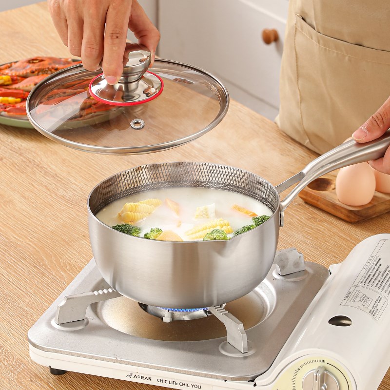 高端316不锈钢奶锅家用热奶锅一体加厚小锅汤锅婴儿不粘锅16 18cm