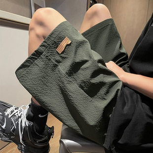 300斤颗粒感短裤 宽松阔腿直筒裤 男夏季 透气速干休闲裤 潮2 薄款 大码