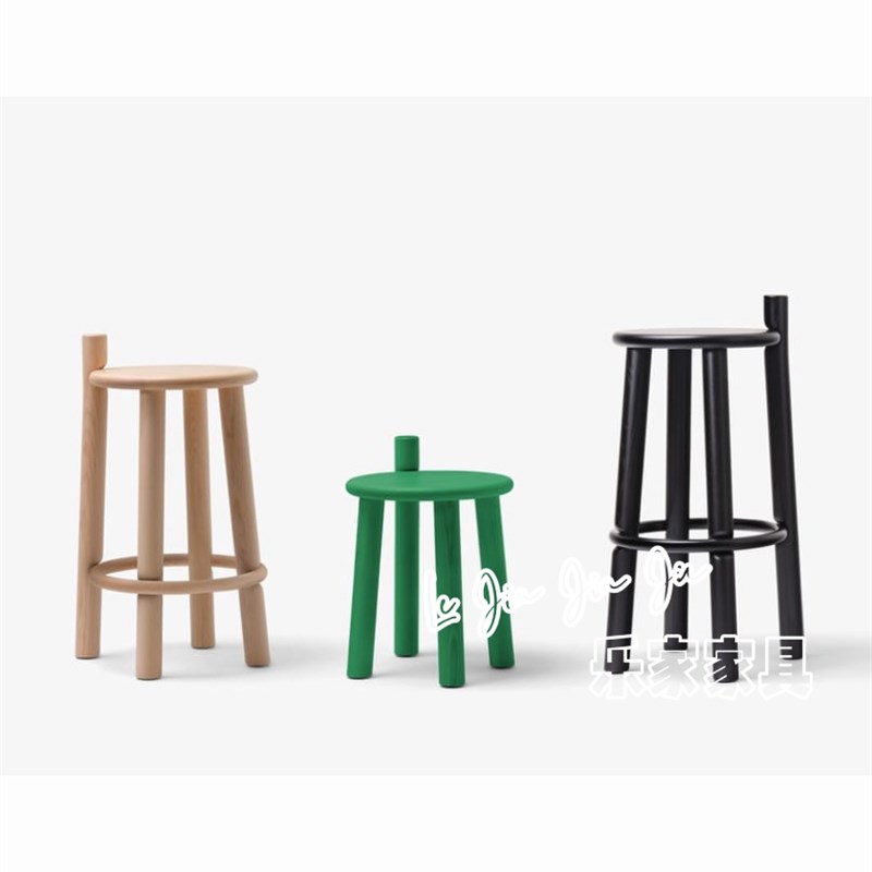 实木吧台椅高脚凳吧台凳高凳子家用现代北欧简约酒吧吧椅前台椅子
