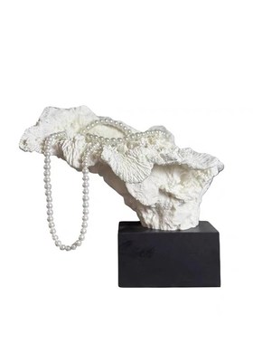 中古姹寂风法式花朵珊瑚摆件家居软装饰品茶室书房桌面几何摆设