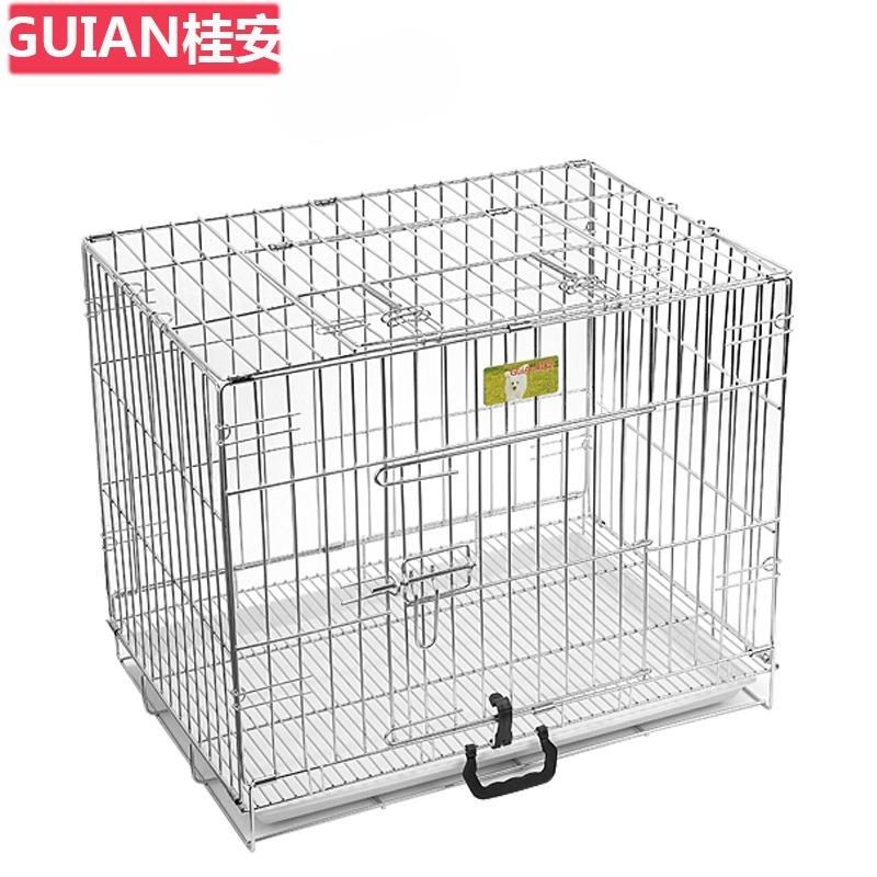 宠物不锈钢狗笼 可折叠狗笼 中小犬笼子 鸡笼狗笼 宠物笼带底盘