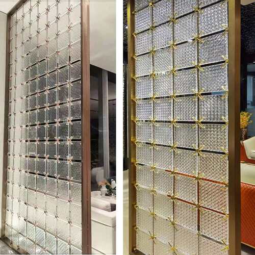 不锈钢屏风隔断客厅房现代简约酒店新中式入户置物架铁艺玄关装饰