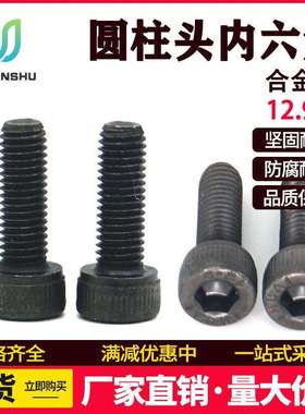 圆柱头螺丝钉M3M4M5HM高强度黑色内六角螺栓12.9级杯头内六角螺丝