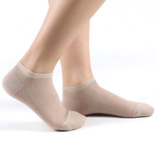 纯色短袜女透气吸汗棉袜浅口隐形袜 日系简约镂空薄款 6双装 春夏季