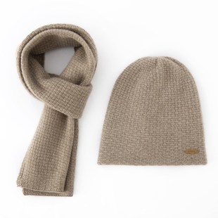 100%纯山羊绒帽子围巾套装男女简约百搭针织冬季加厚保暖纯色围脖