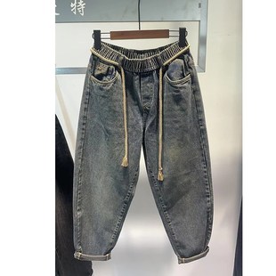 秋季 男款 潮牌锥形萝卜裤 大码 美式 宽松哈伦裤 复古水洗宽松牛仔裤