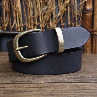 纯手工复古铜扣头牛仔裤百搭皮带女港风牛皮针扣适配腰带休闲裤带