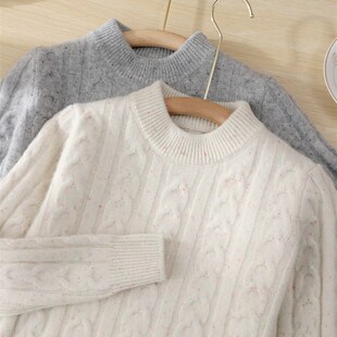 加厚儿童100%纯羊毛衫男童半高领打底衫女童针织羊绒衫麻花毛衣宝