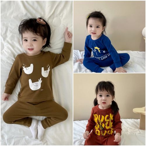 婴幼儿秋季睡衣打底衫 男小童长袖衣服春秋女宝宝纯棉家居服套装