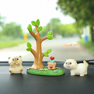 好运树汽车摆件可爱车内装饰用品搭配树脂工艺中控台装饰小摆件