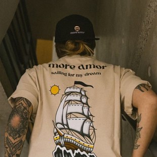 美式 印花 短袖 纯元 女生穿也好看 成染水洗 T恤 情侣 24夏季